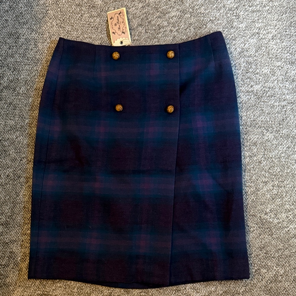 Plaid Button-Front Skirt